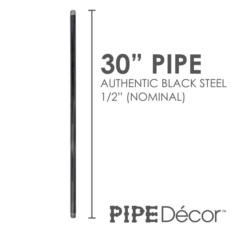 PIPE DECOR PIPE DÃ‰COR 1/2â€ x 30â€ Malleable Cast Iron Pipe Nipple, Pre Cut Connectors, Industrial Steel Grey Fits Standard Half Inch Black Threaded Pipes Nipples and Fittings, Build Vintage DIY Furniture, 4 Pack - Image 2